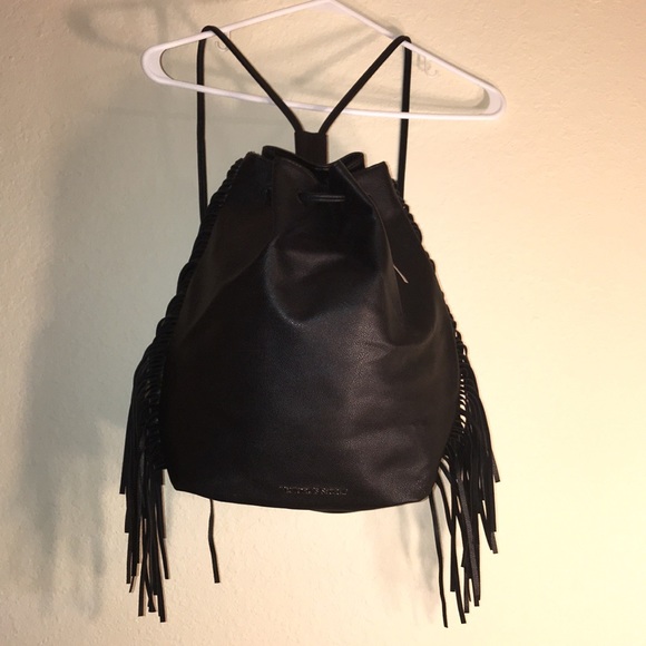 Victoria’s Secret Black Fringe Drawstring Backpack - Picture 3 of 16
